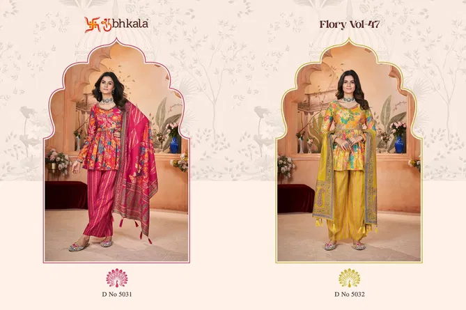 Flory Vol 47 By Shubhkala Silk Printed Kurti With Bottom Dupatta Wholesale Online